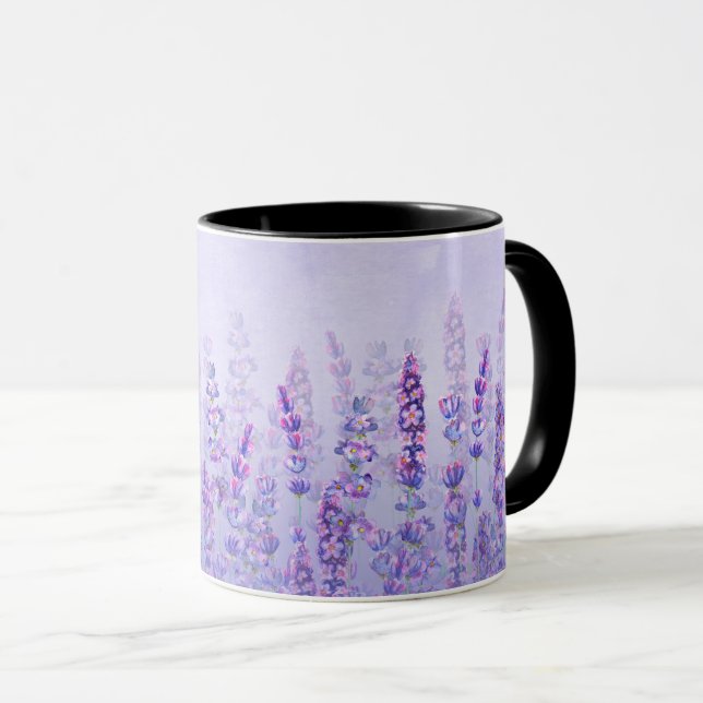 Purple Lavender Cute Aesthetic Watercolor Mug (Front Right)