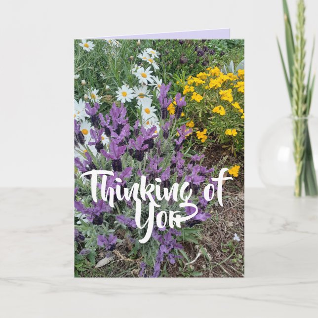 Purple Lavender Daisy Flower Floral Thinking You Card (Front)