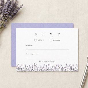 Purple Lavender Elegant Floral Wedding RSVP Card