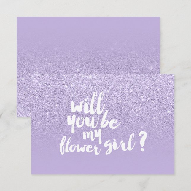 Purple lavender faux glitter ombre flower girl invitation (Front/Back)