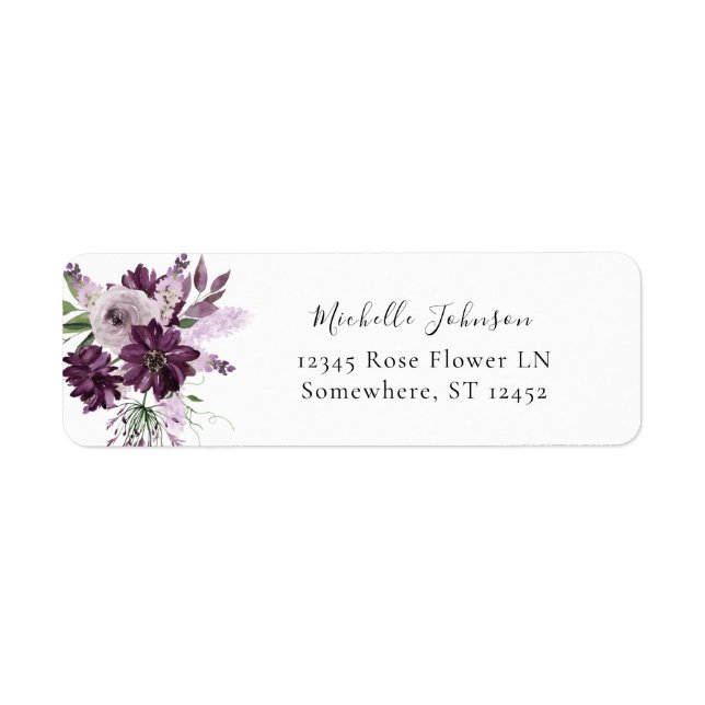 Purple & Lavender Floral Adresse de retour (Devant)