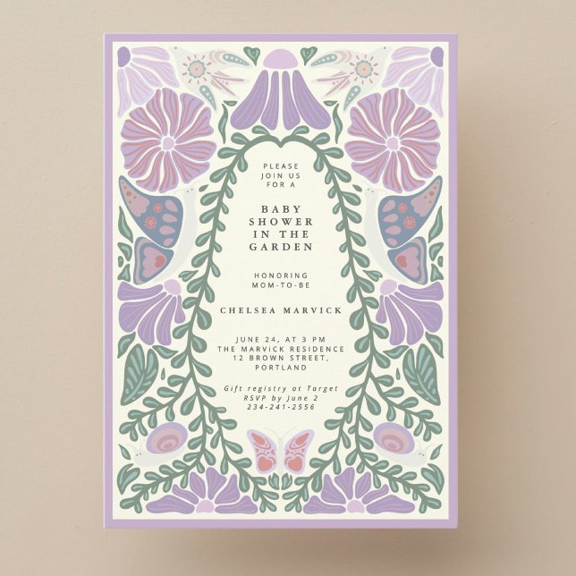 Purple Lavender floral Baby Shower Invitation (Creator Uploaded)