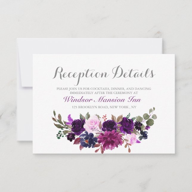 Purple Lavender Floral Boho carte de réception de  (Devant)