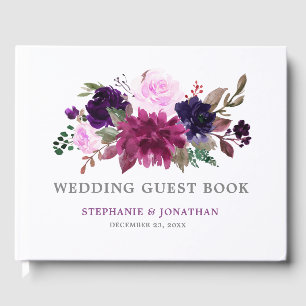 Purple Lavender Floral Boho Mariage Livre d'invité