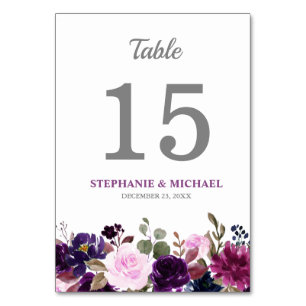 Purple Lavender Floral Boho Table Number Card