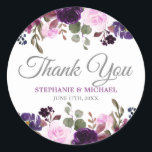 Purple Lavender Floral Boho Thank you sticker<br><div class="desc">Watercolor Burgundy Purple plum lavender Floral Rustic Boho Wedding Thank you sticker. Perfect for a fall wedding. The design features a stunning bouquet of burgundy / Marsala , pink , purple navy flowers with matching leaves. Please find more matching designs and variations in my "blissweddingpaperie" store. And feel free to...</div>