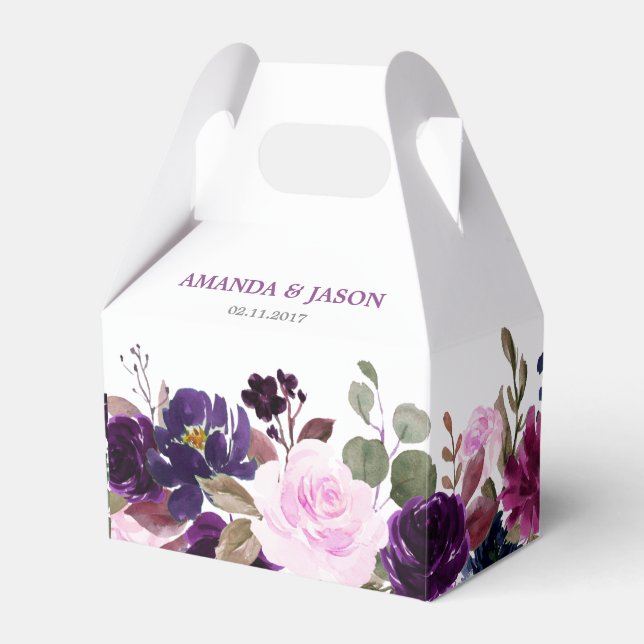 Purple Lavender Floral Boho Wedding Favour box (Front Side)