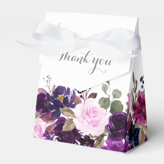 Purple Lavender Floral Boho Wedding Favour box (Front Side)