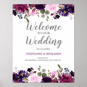 Purple Lavender Floral Boho Wedding sign / poster