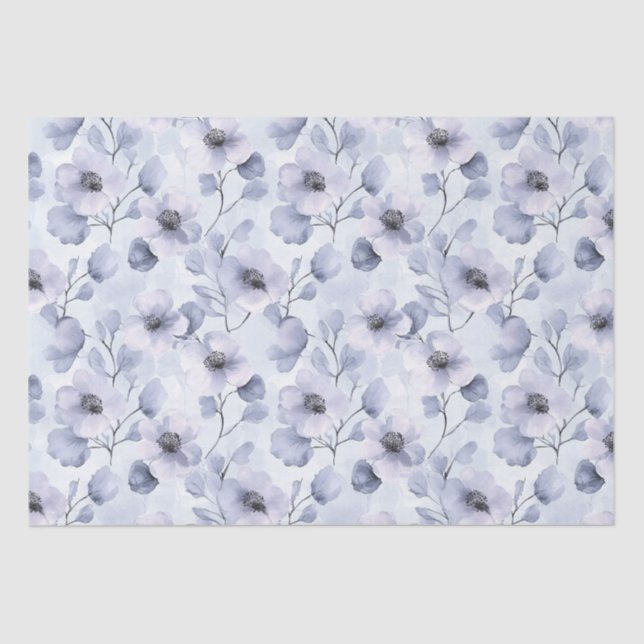 Purple Lavender Floral Bridal Shower Tissue Paper (Front)