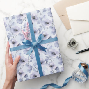 Purple Lavender Floral Bridal Shower Wrapping Paper