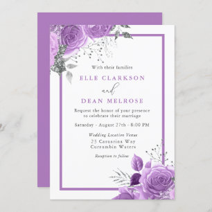 Purple Lavender Floral Elegant Wedding Invitation