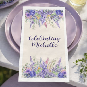 Purple Lavender Floral Garden Party Name Napkin