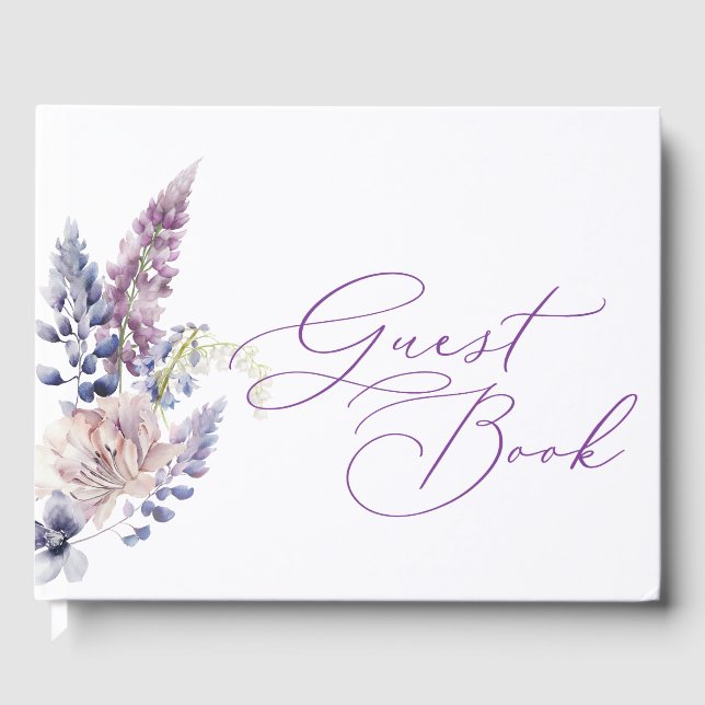 Purple + Lavender Floral Guest Book (Front)