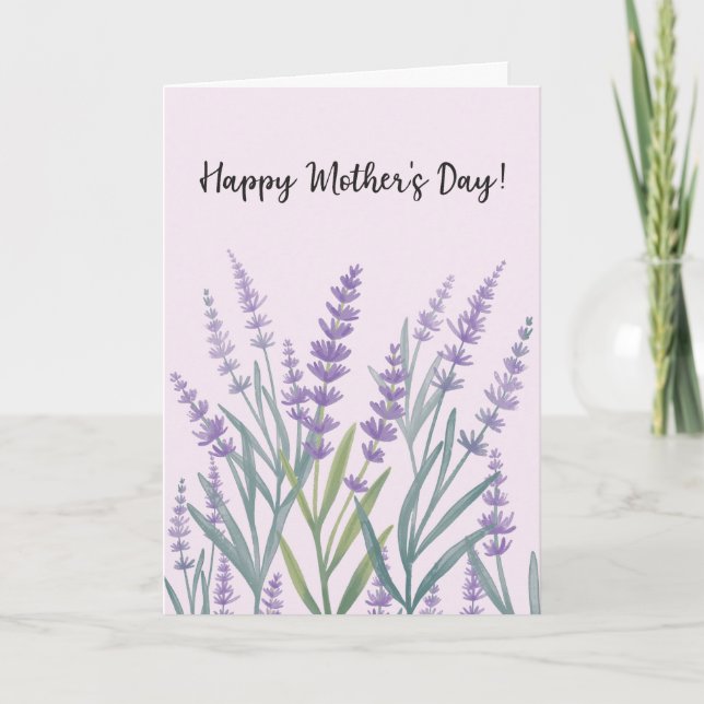 Purple Lavender Floral Happy Mothers Day Card (Front)