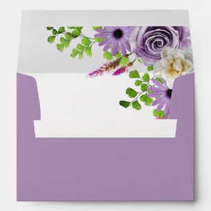 Purple Lavender Floral Lined Envelope
