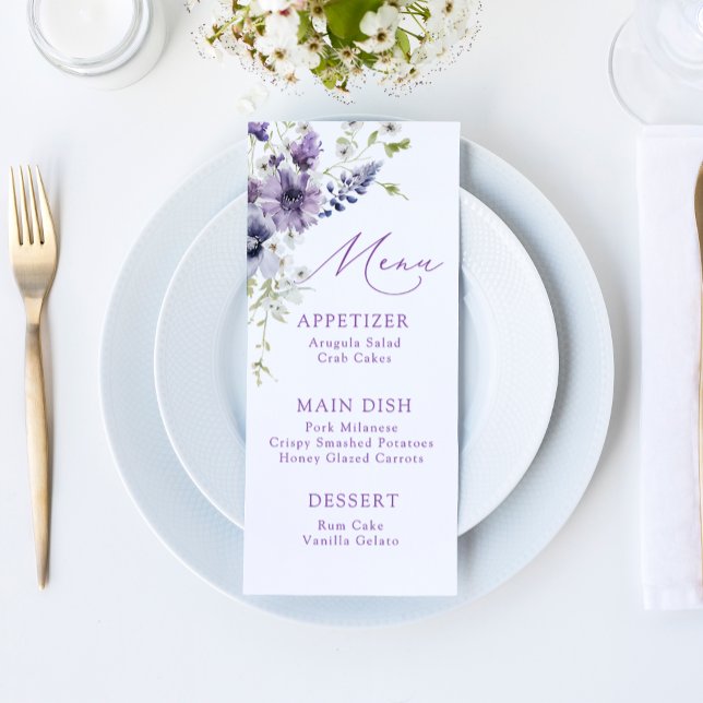 Purple + Lavender Floral Menu Card (Creator Uploaded)