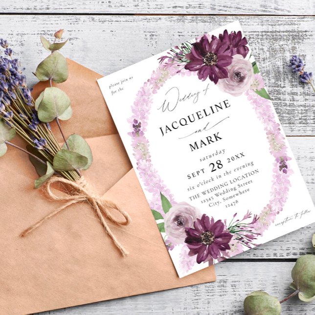 Purple & Lavender Floral Ring Wedding Invitation (Creator Uploaded)