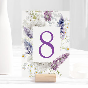 Purple + Lavender Floral Table Number Card