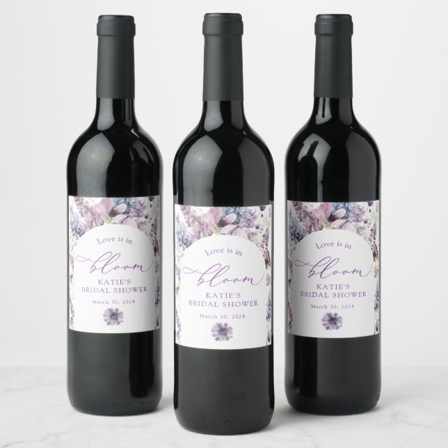Purple + Lavender Floral Vin Étiquette bouteille (Bouteilles)