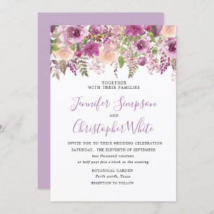 Purple lavender Floral Violet Wedding Invitation