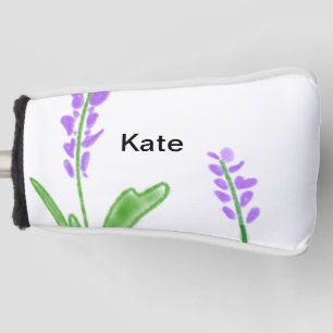 Purple lavender floral watercolor add name text cu golf head cover