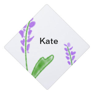 Purple lavender floral watercolor add name text cu graduation cap topper