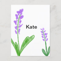 Purple lavender floral watercolor add name text cu