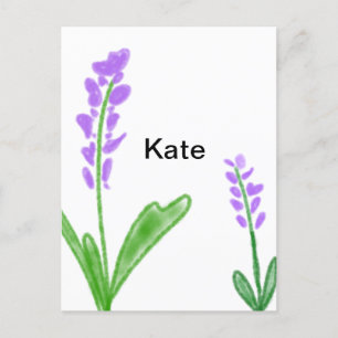 Purple lavender floral watercolor add name text cu postcard
