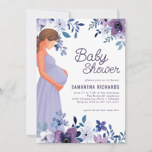 Purple Lavender Flower   Baby Shower  Invitation
