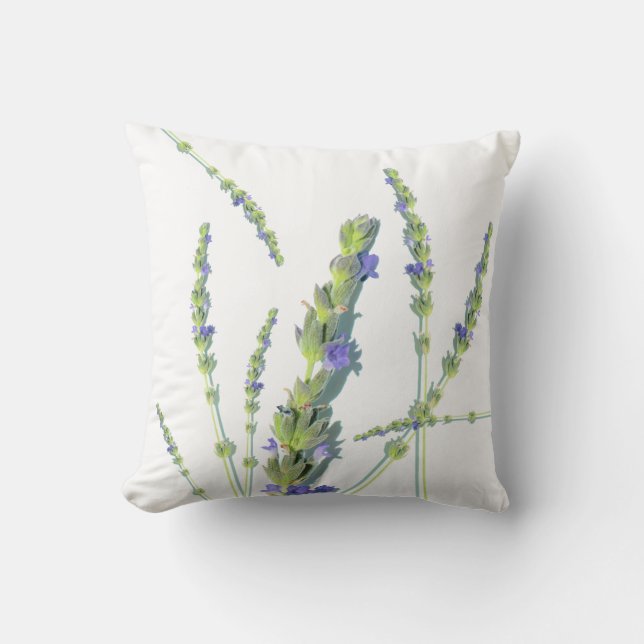 Purple Lavender Flower Throw Pillow Cushion (Front)