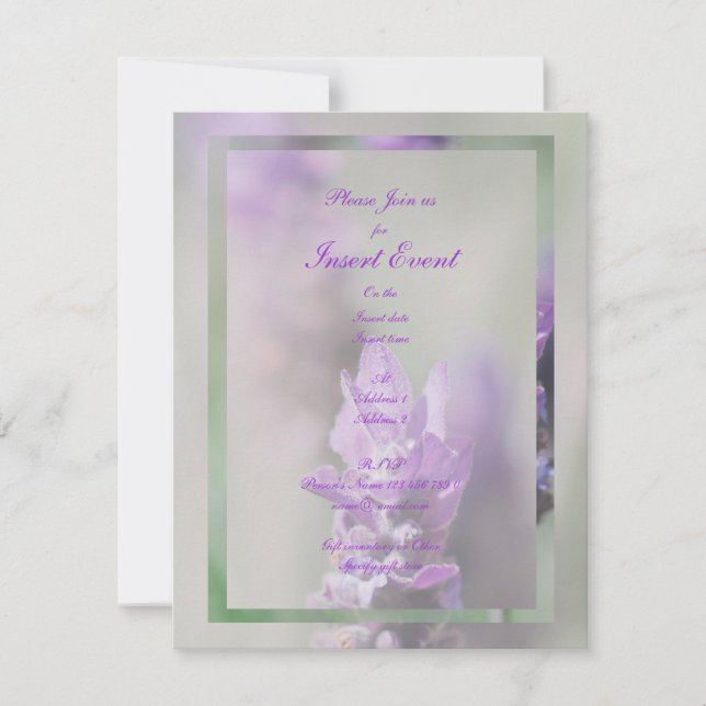 Purple lavender flower wedding | Personalize Invitation (Front)