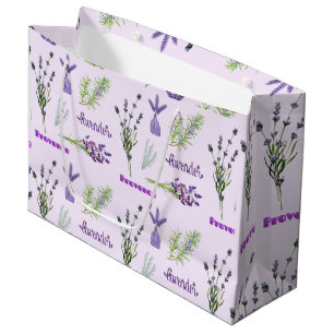 Purple Lavender Flowers and Lavender Bunches Large Gift Bag
