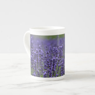 Purple lavender flowers bone china mug