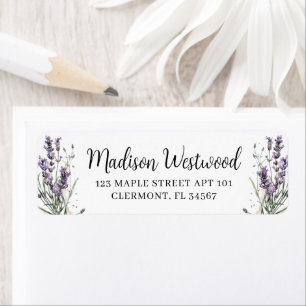 Purple Lavender Flowers Calligraphie Adresse de re