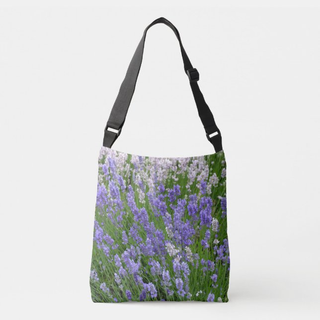 Purple lavender flowers crossbody bag (Front)