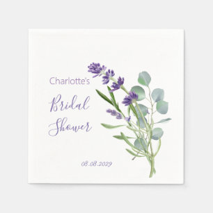 Purple Lavender Flowers Eucalyptus Bridal Shower  Napkin