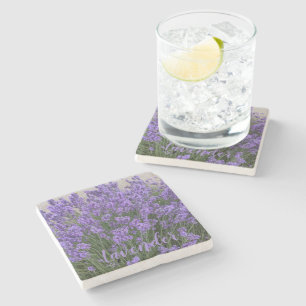Purple Lavender Flowers Floral Stone Coaster