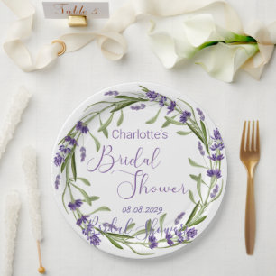 Purple Lavender Flowers Paper Plate