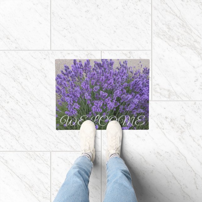 Purple Lavender Flowers Stylized Welcome Doormat (Indoor)
