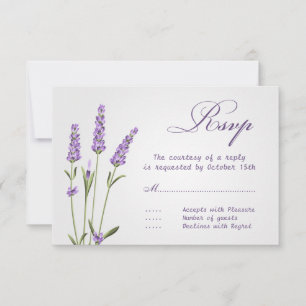 Purple lavender flowers Wedding RSVP Card
