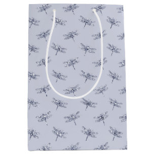 Purple Lavender Glitter Dragonflies  Medium Gift Bag