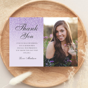 Purple lavender glitter  photo thank you Sweet 16