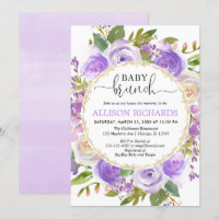 Purple lavender gold floral girl baby brunch