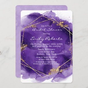 Purple Lavender Gold Paint Bridal Shower Invitati Invitation