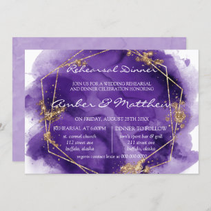 Purple Lavender Gold Paint Rehearsal Dinner Invita Invitation