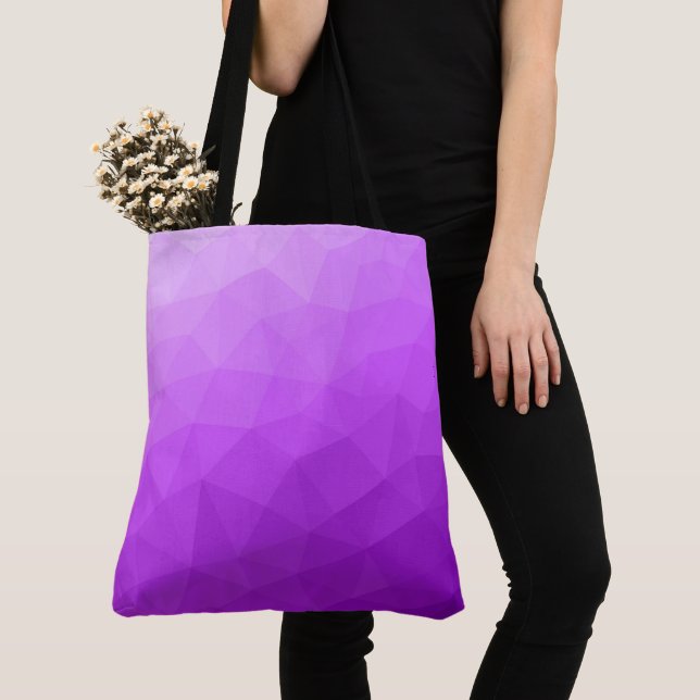 Purple lavender gradient geometric mesh pattern tote bag (Close Up)