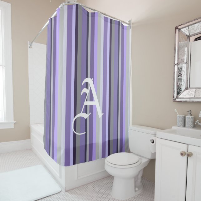 Purple Lavender Grey Vertical Striped Personalized (In Situ)