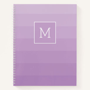 Purple Lavender Horizontal Stripes Shades Monogram Notebook