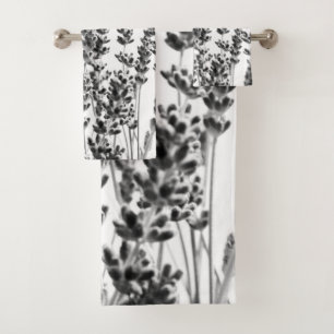 Purple Lavender in Black & White #1 #decor #art Bath Towel Set